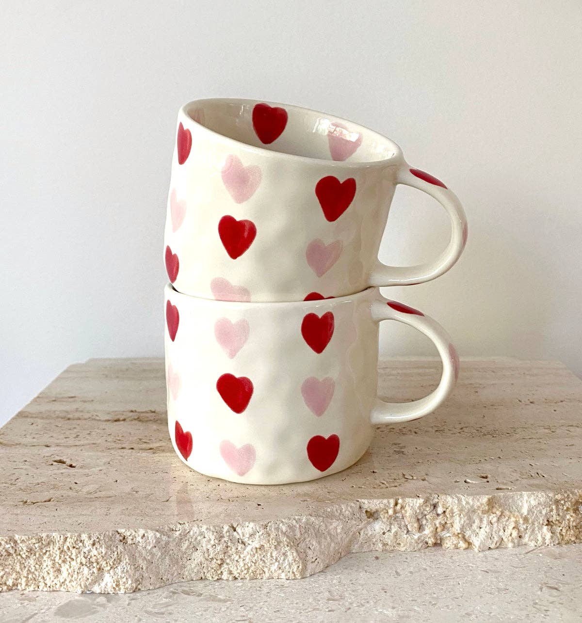 Hearts Hand Painted Coffee Mugs