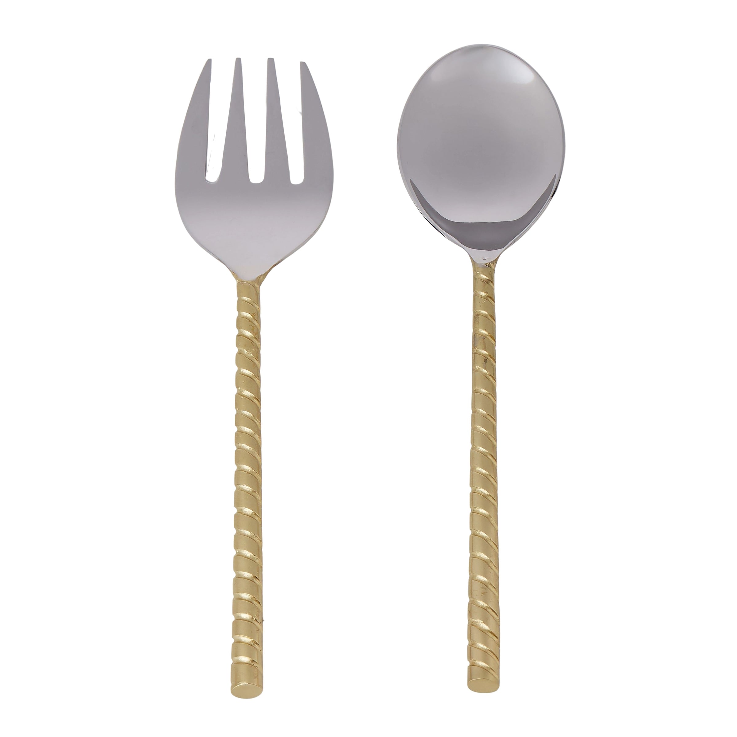 D&W Twisted Gold Handle Salad Servers 2pcs Set