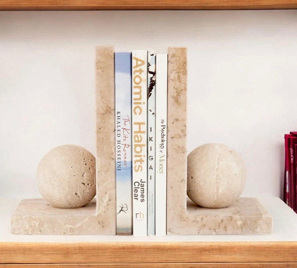 Travertine L-SHAPED BOOKENDS - SET OF 2 Constance & Belle