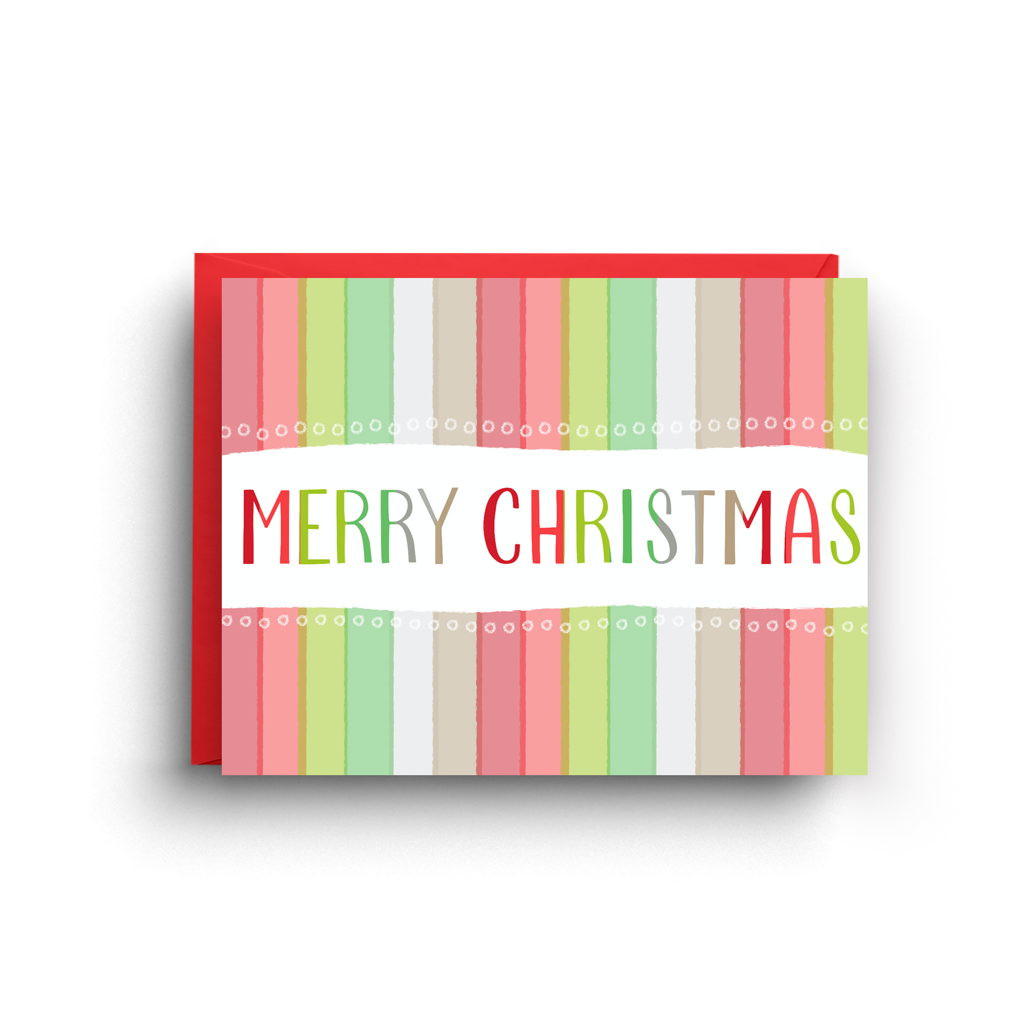 Merry Christmas Striped Card (Boxed Set of 6)