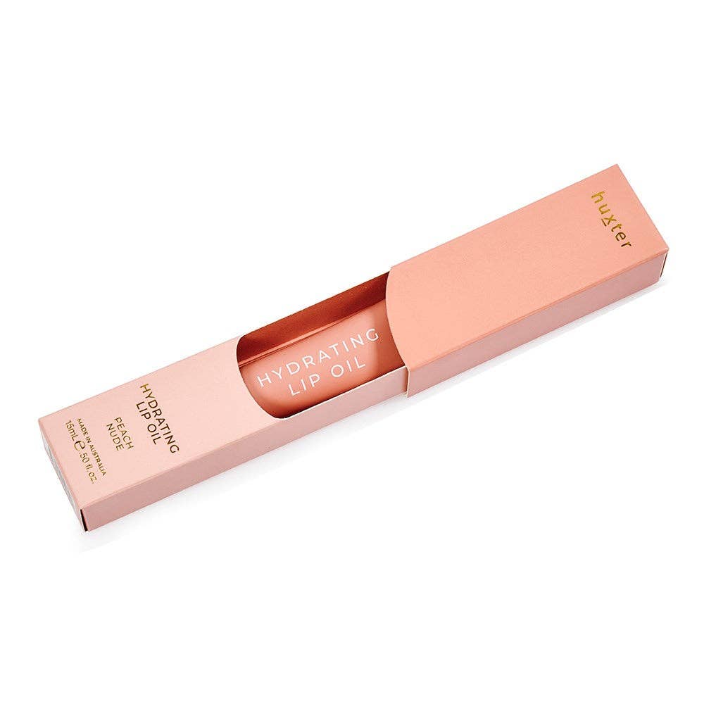 15ml Hydrating Lip Oil Boxed - Peach Nude Huxter