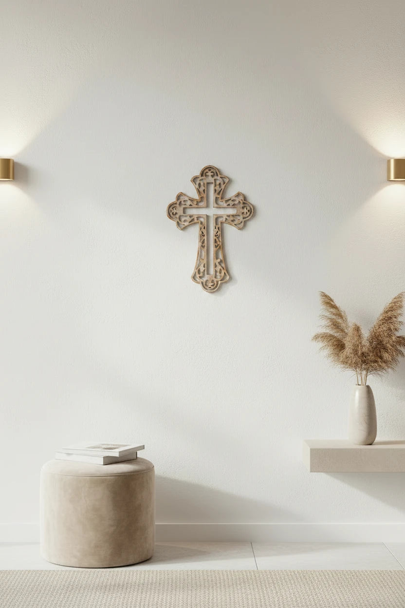 38cm Wooden Wall Cross