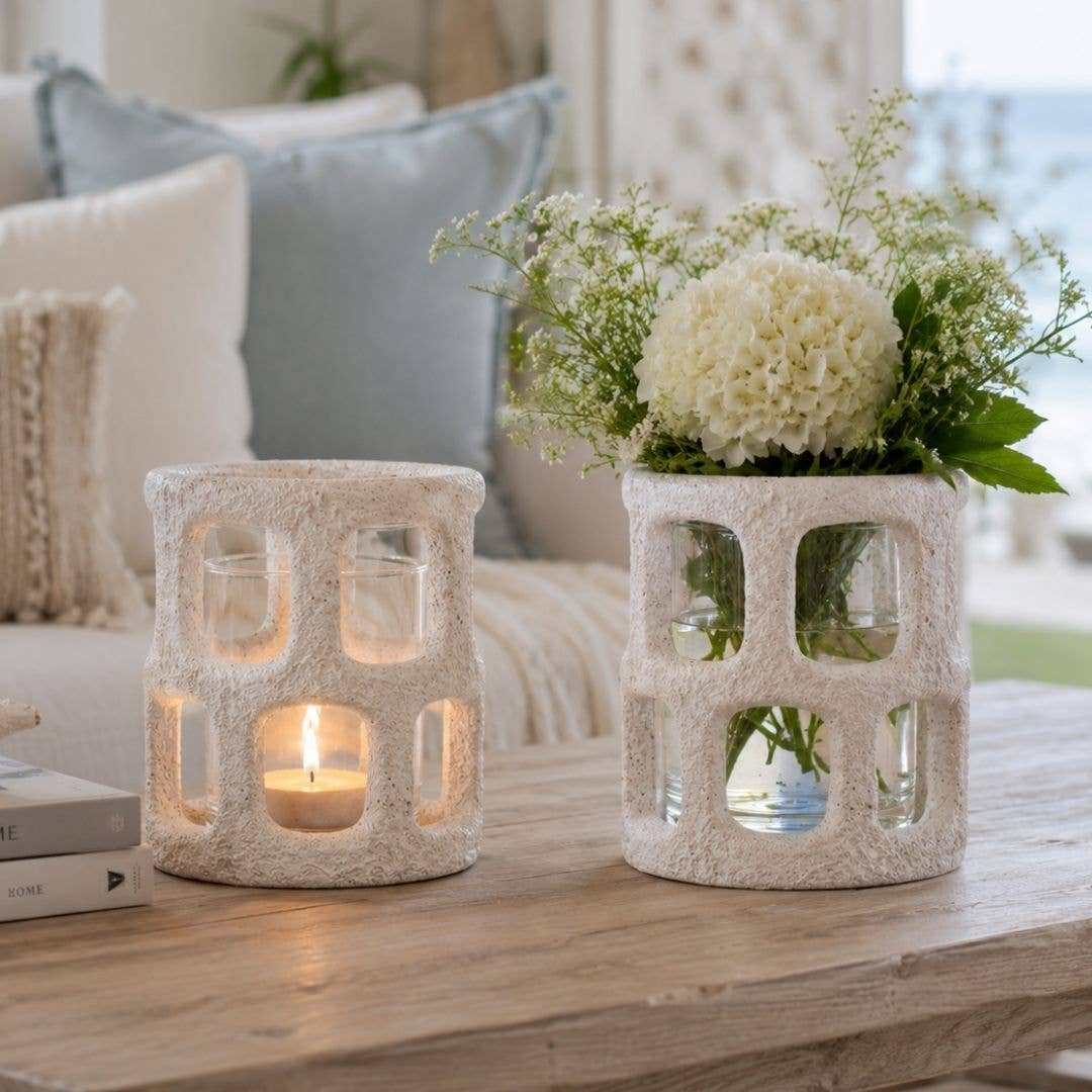 Luna Candle Holder/Vase - White