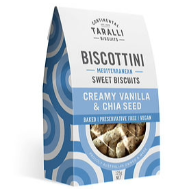 Biscottini Mediterranean Creamy Vanilla & Chia Seed Sweet Biscuits 125 g