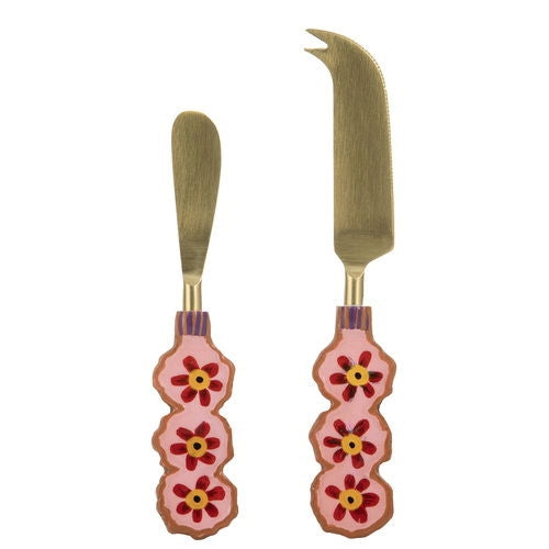 Capri Flower Assorted Spreader 7 Cheese Knife Set