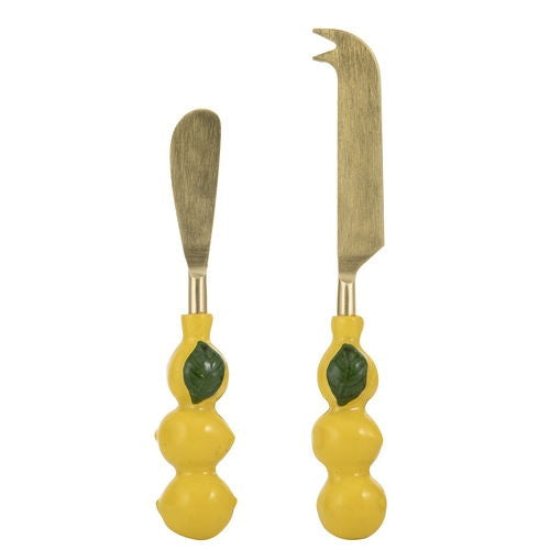 Capri Lemon Assorted Spreader + Cheese Knife set