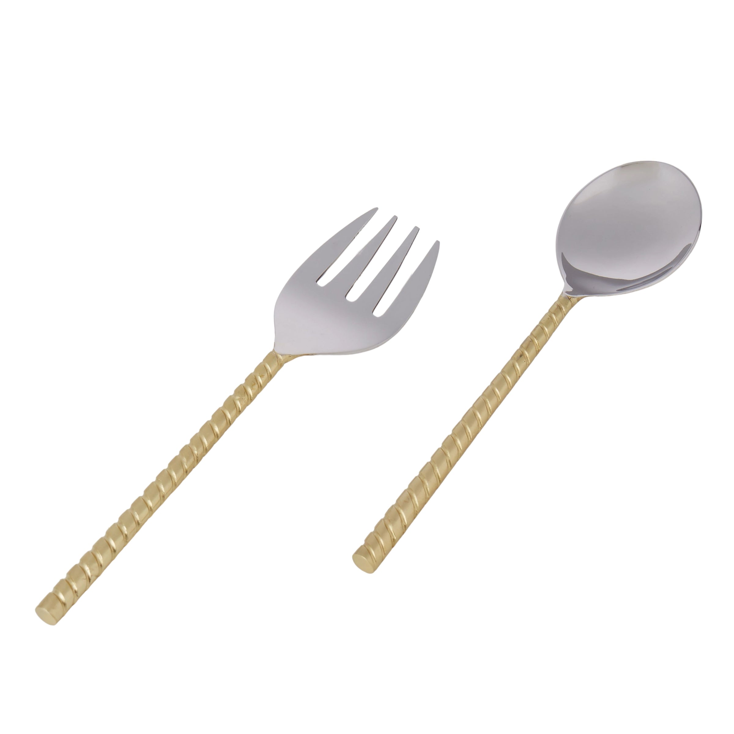 D&W Twisted Gold Handle Salad Servers 2pcs Set