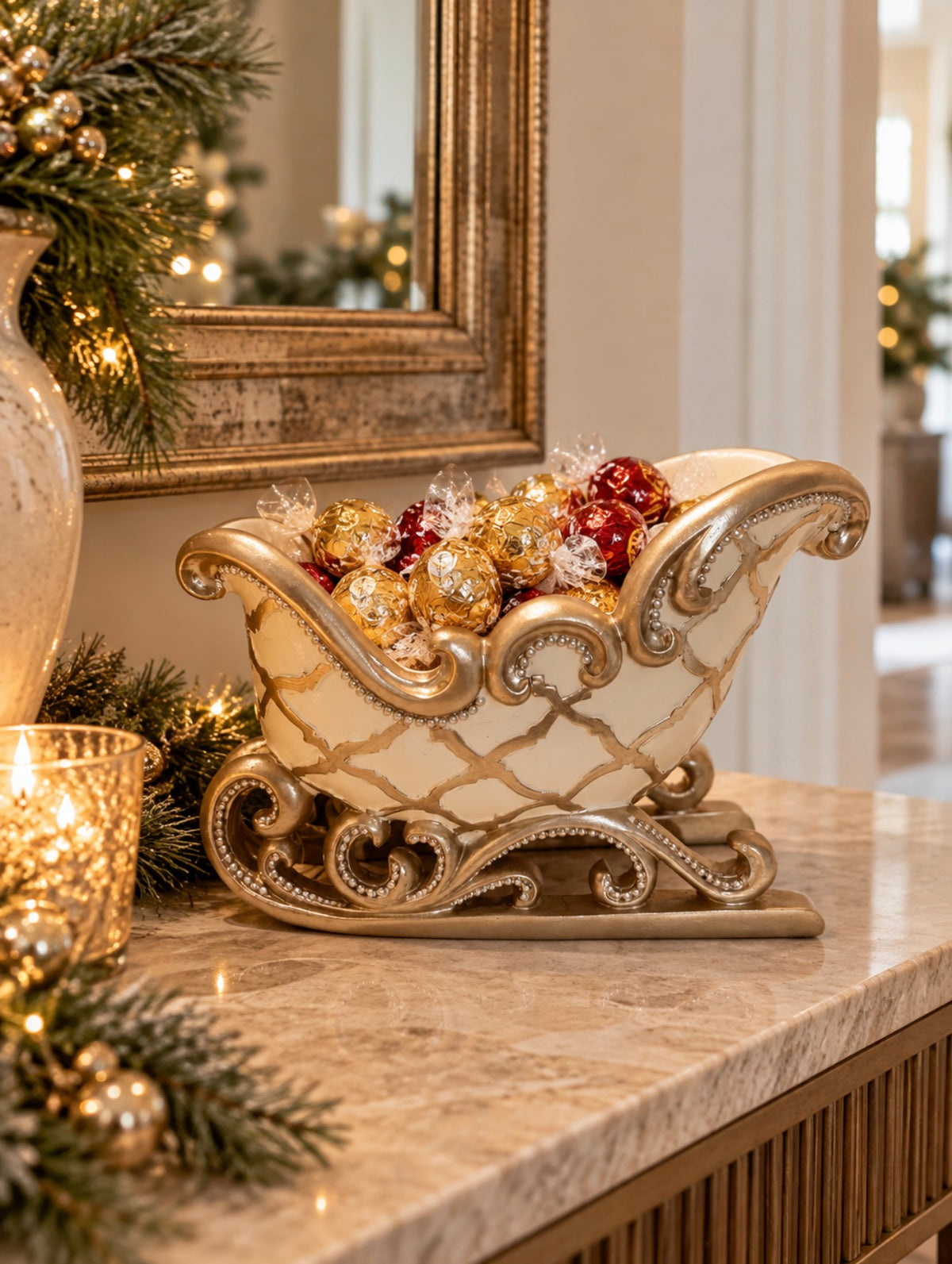 Ivory Gold Christmas Sleigh Gift to Give