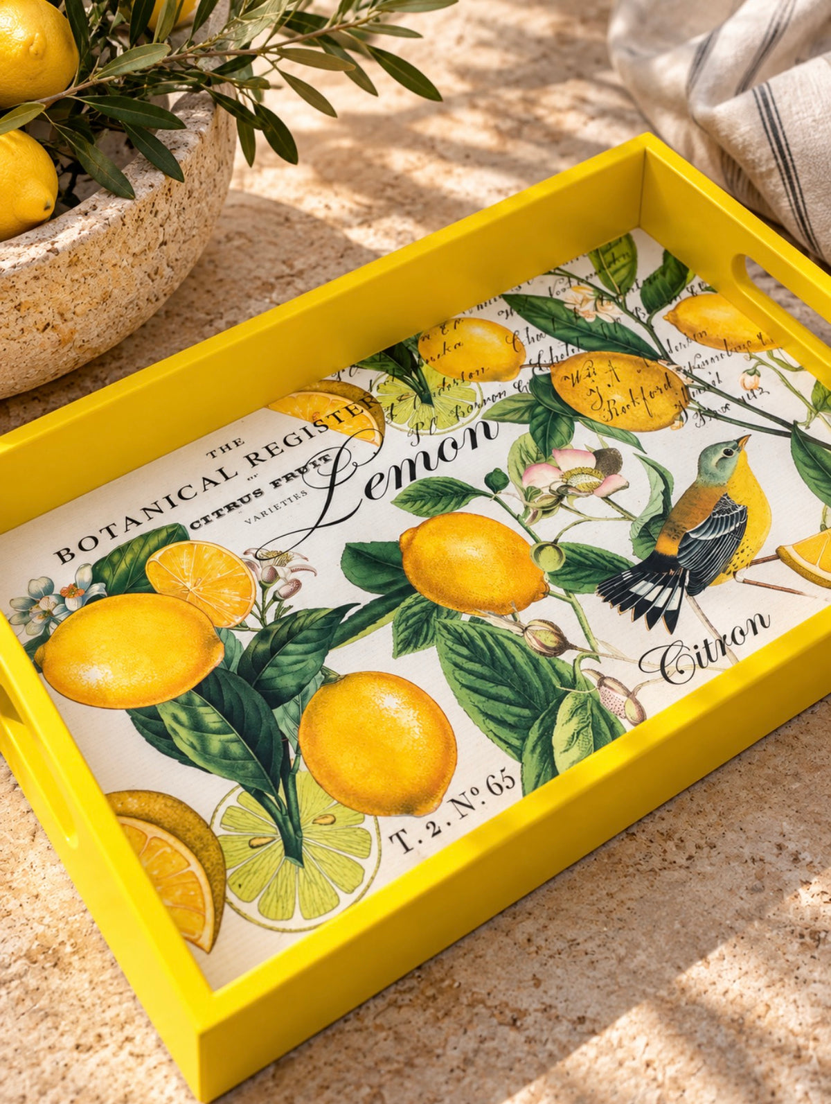 Michel Design Works Lemon Vanity Decoupage Wooden Tray Constance & Belle