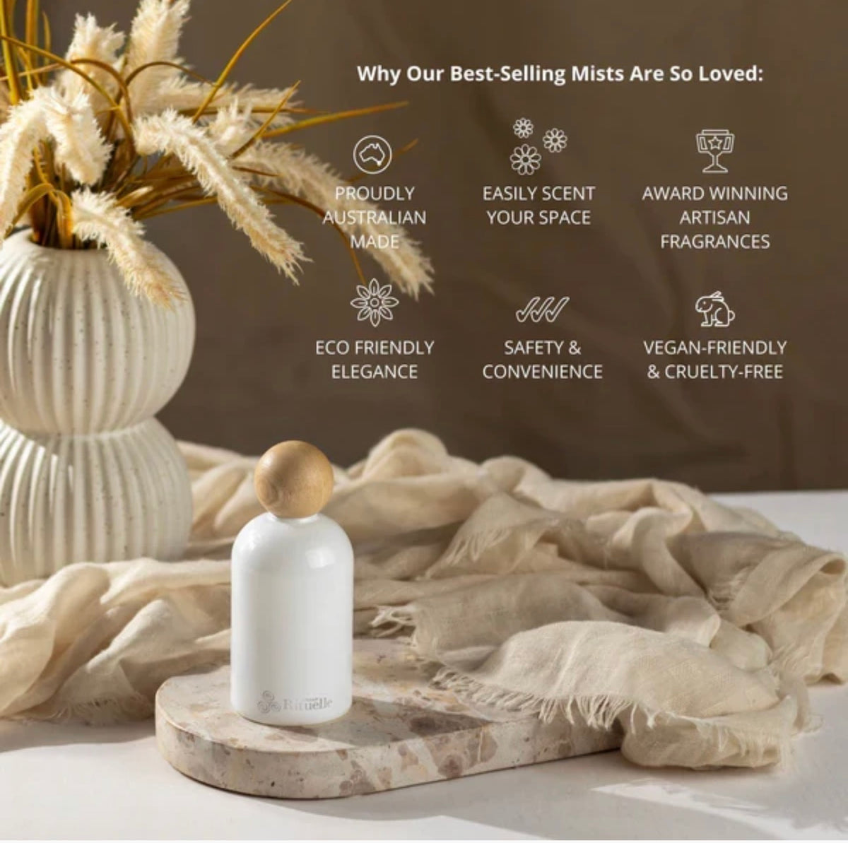 Lemongrass, Lemon Myrtle, Grapefruit & Eucalyptus
Room & Linen Mist | 100ml