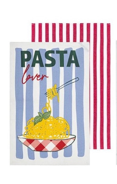 Capri Assorted Pasta & WIne Kitchen Tea Towel 2pk