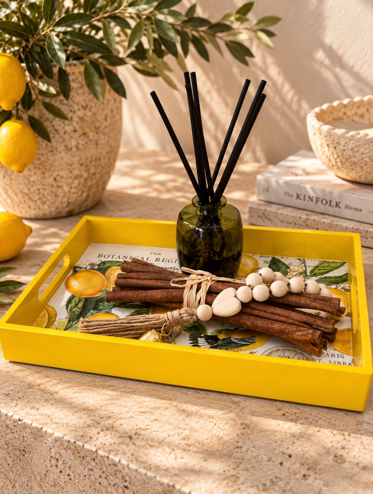 Michel Design Works Lemon Vanity Decoupage Wooden Tray Constance & Belle