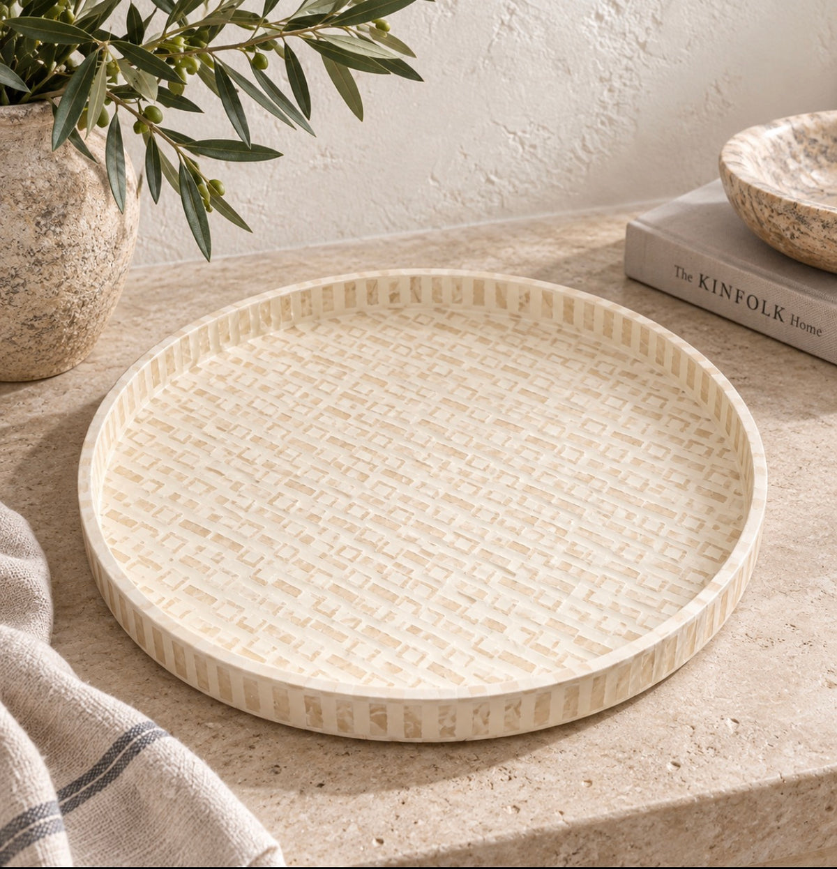 Capiz Ivory Tray XL