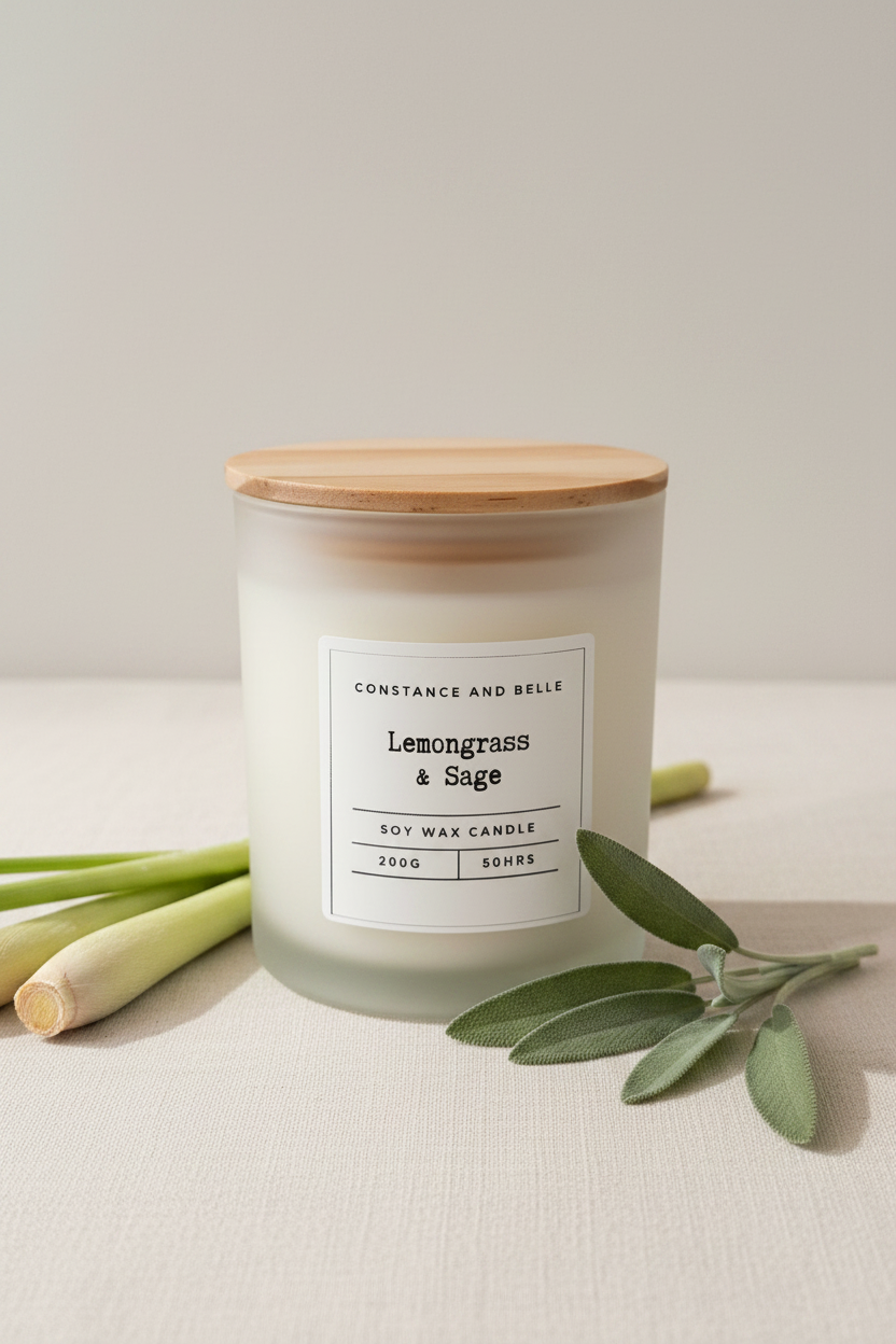 Lemongrass & Sage 200g Soy Wax Candle