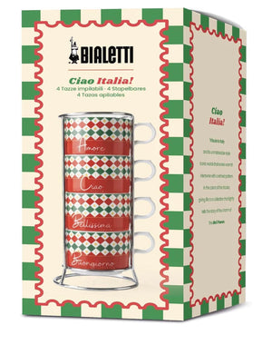 Bialetti Ciao Italia Stackable Cappuccino Cup Set - 4 Piece Bialetti