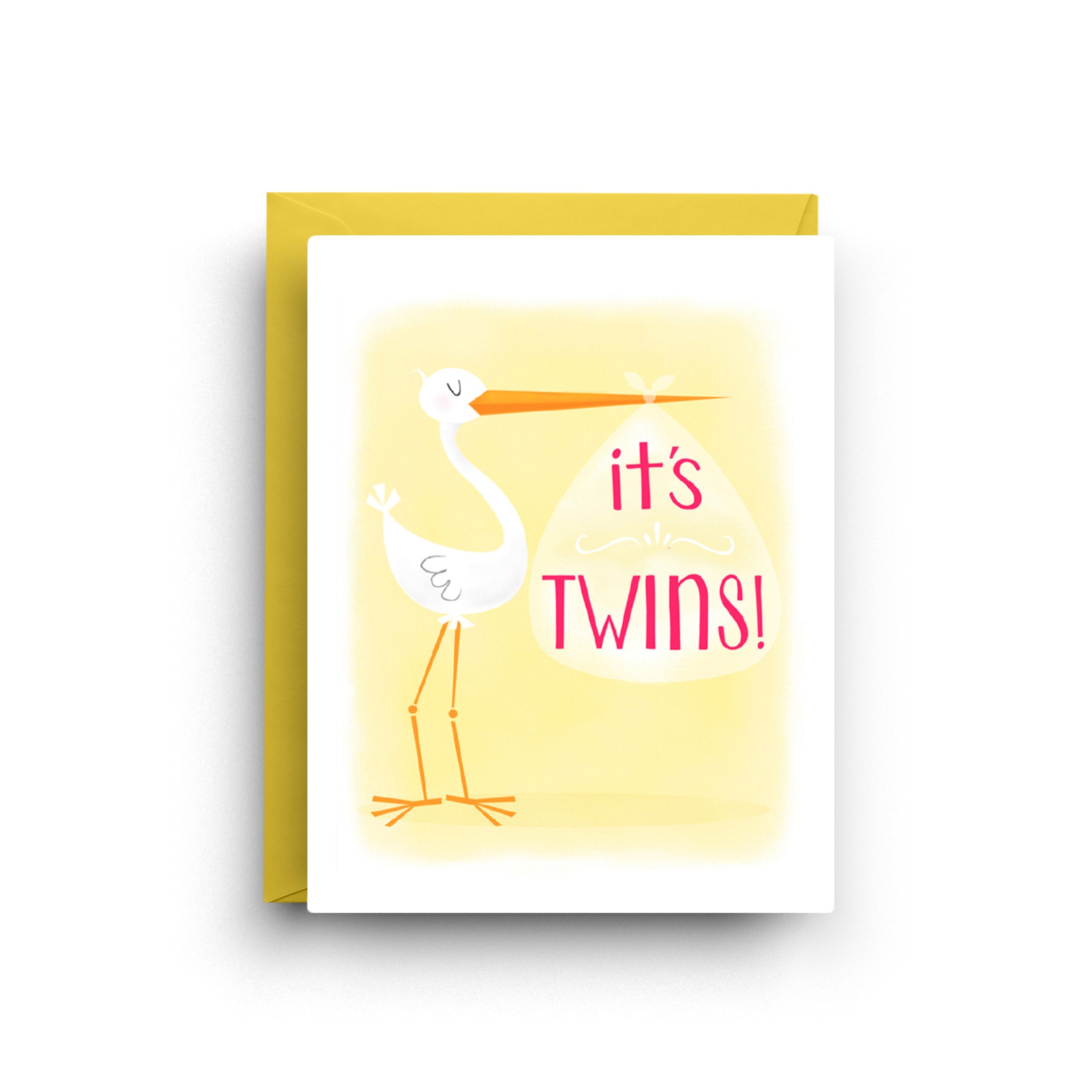 New Baby Greeting Card with Stork Illustration