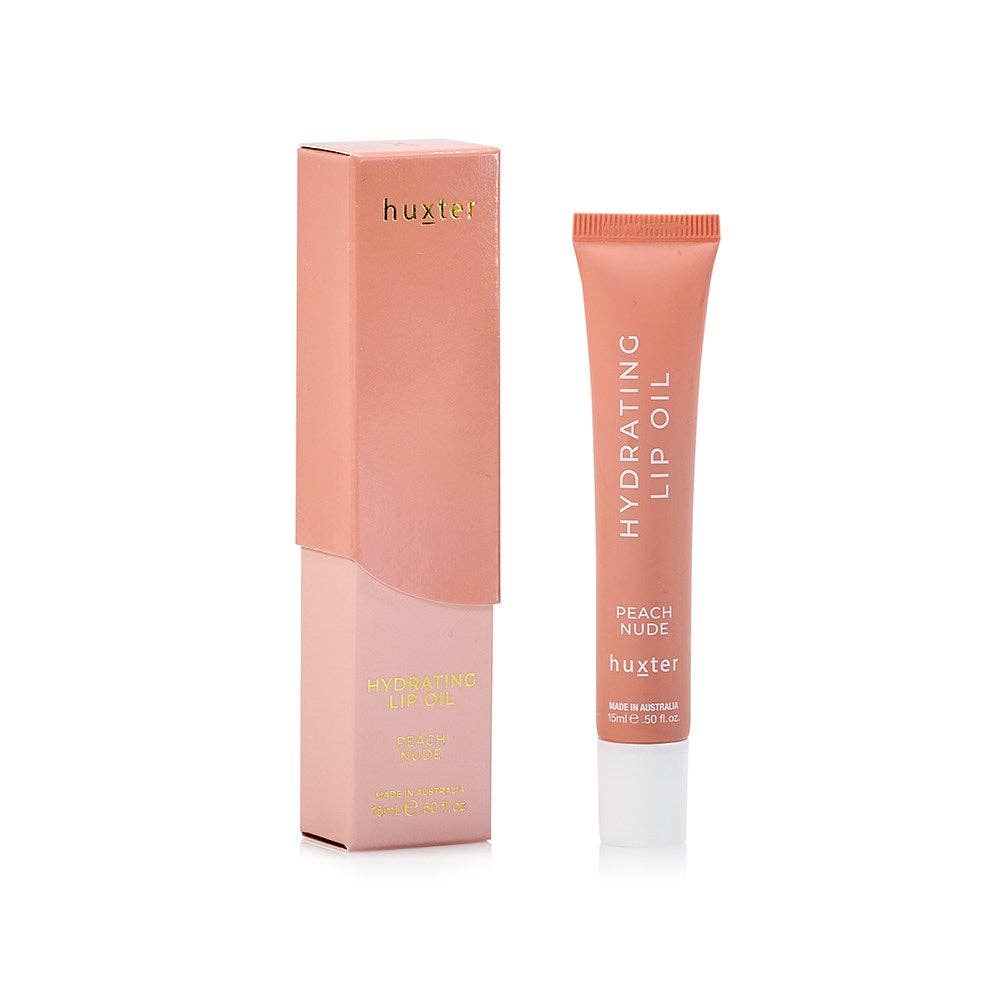 15ml Hydrating Lip Oil Boxed - Peach Nude Huxter