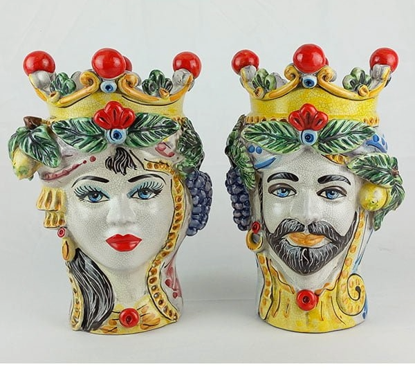 Classic Moor Head with Crown h.25cm Enamel Cavilling Decorated