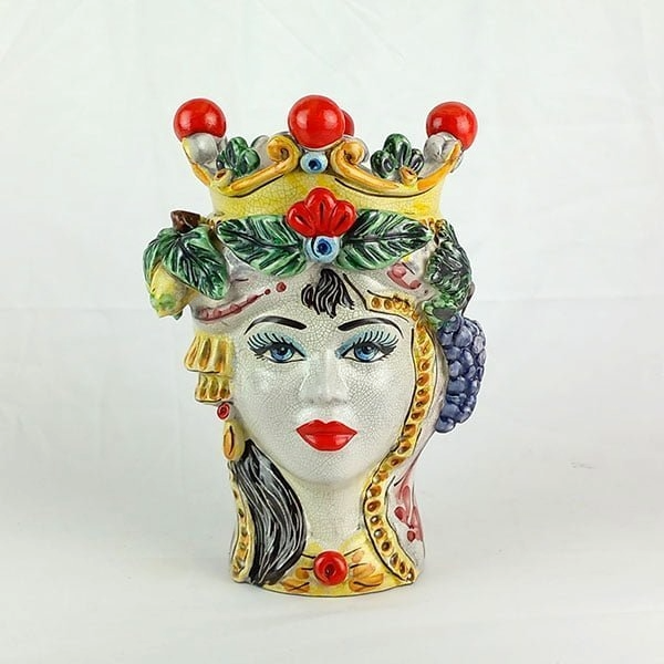 Classic Moor Head with Crown h.25cm Enamel Cavilling Decorated
